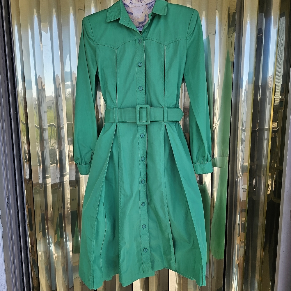 Vintage Green Western Style Trench Coat